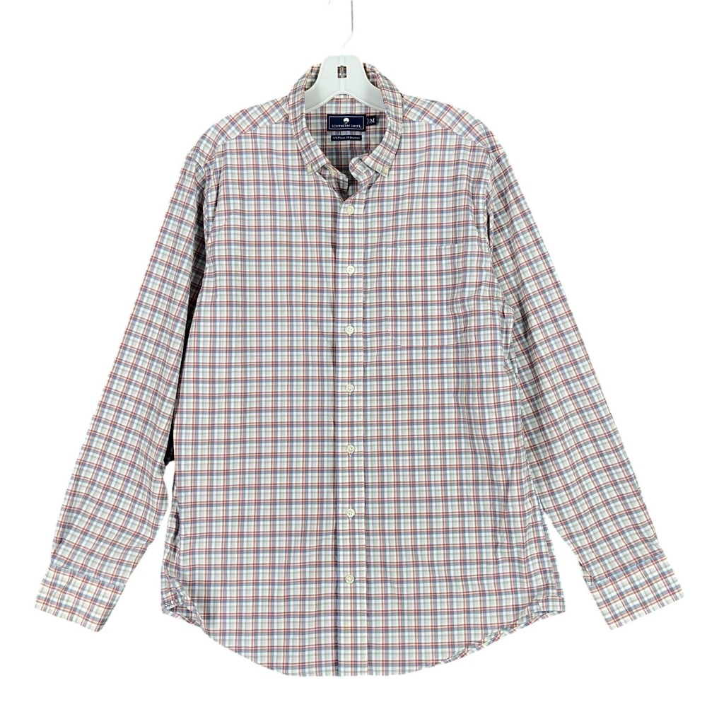 Southern Shirt Mens M Performance Button Up Plaid Golfing‎ Preppy Essential